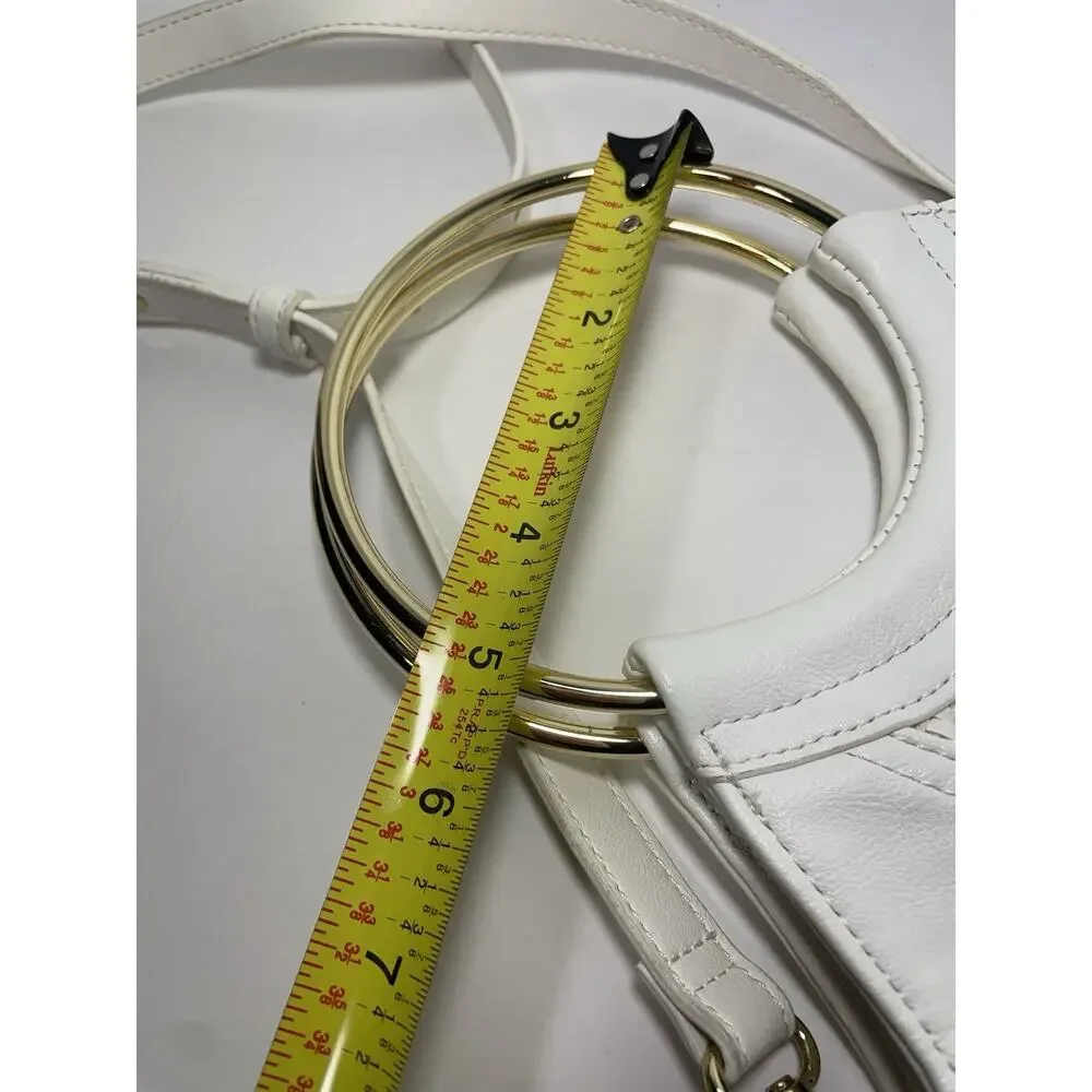 INC International Concepts White Top Handle Bag Gold Hardware Zipper Pockets
